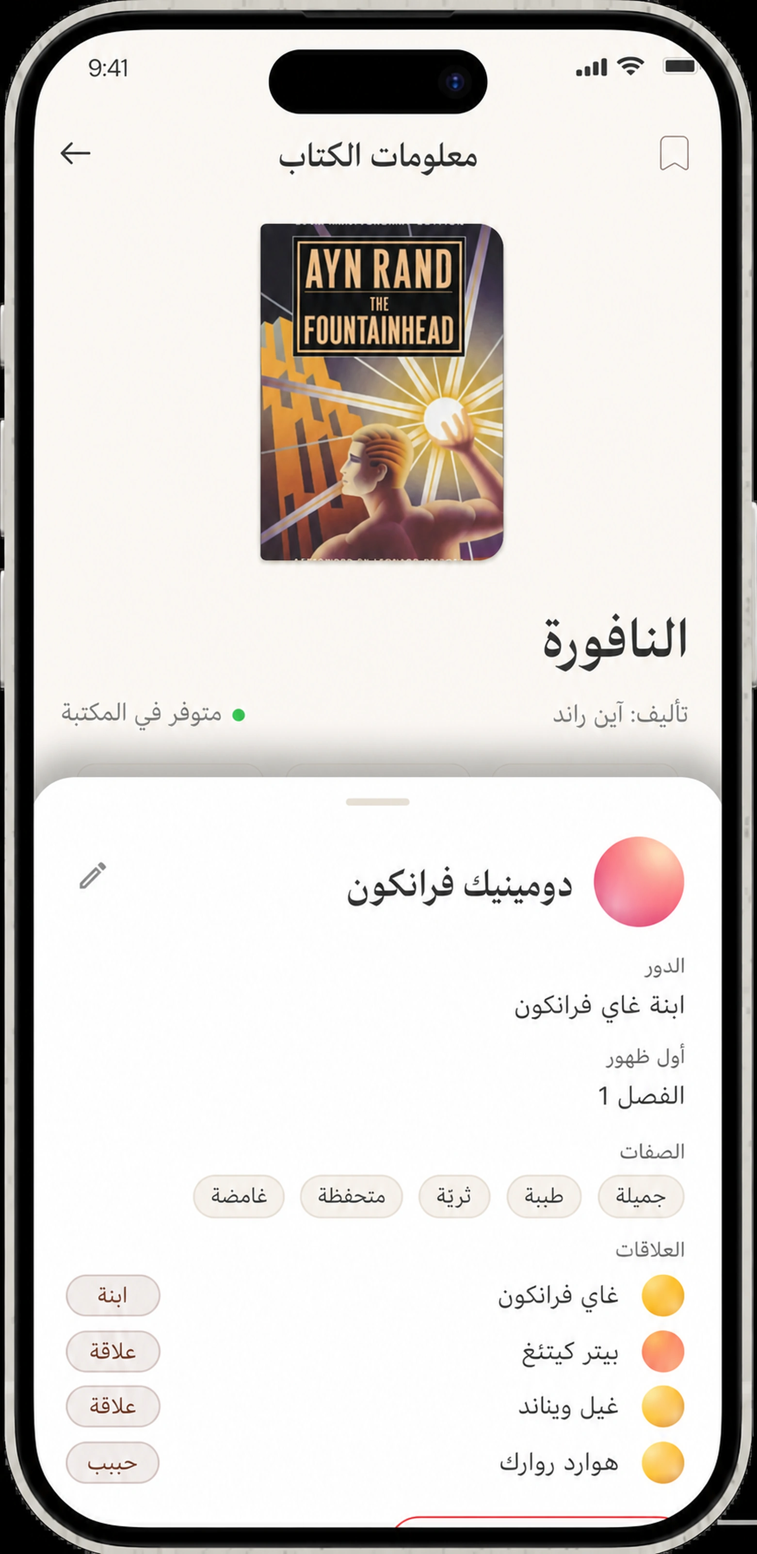 صحيفة تفاصيل وصفية - الدور، الذي شوهد أولا، السمات والعلاقات