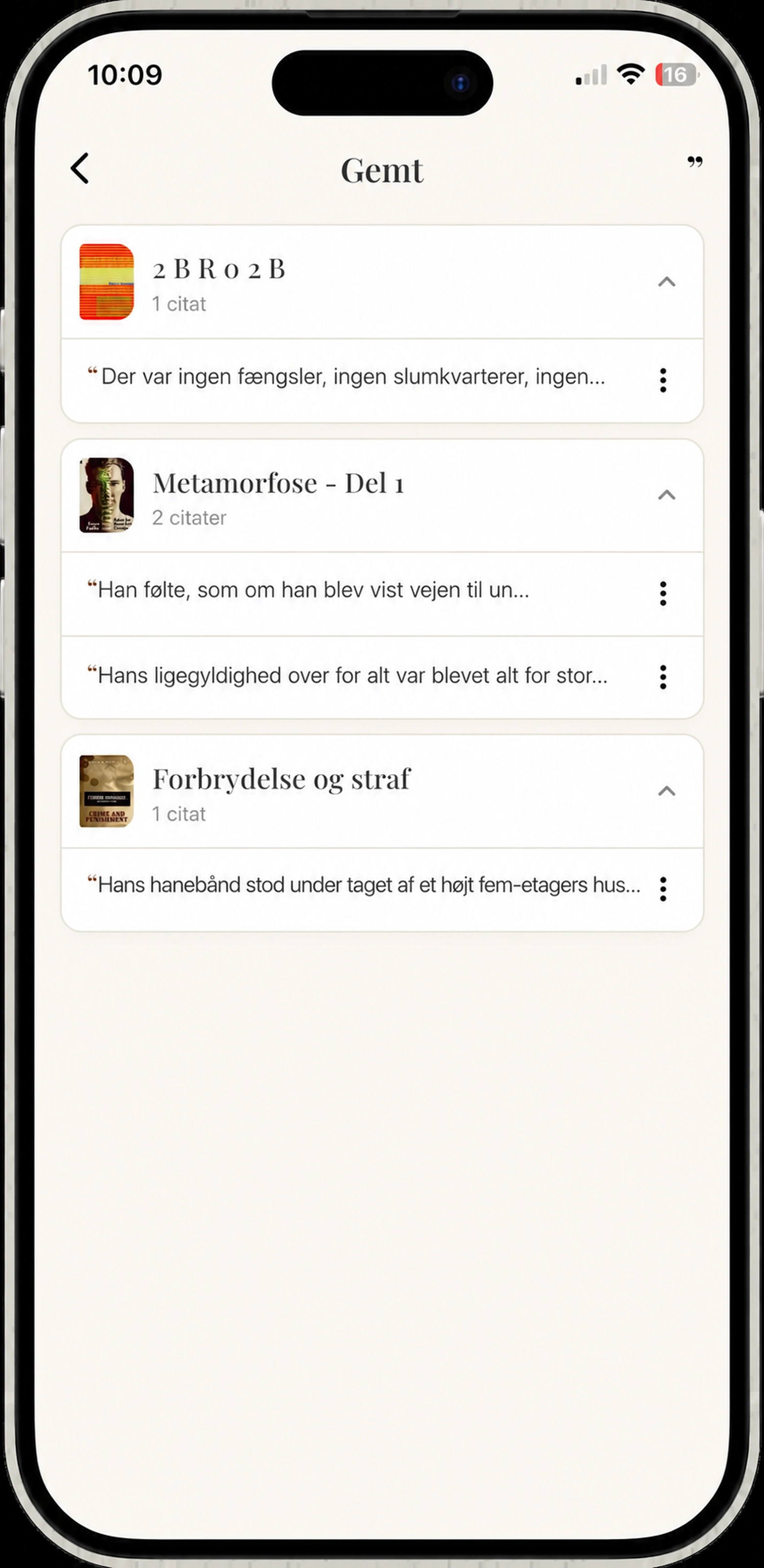 Alle gemte citater i HushBook, indsamlet efter bog