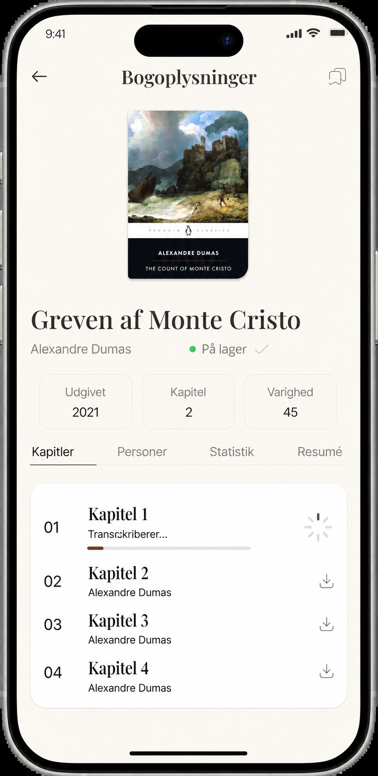 Kapitel 1 transskribering med statuslinje