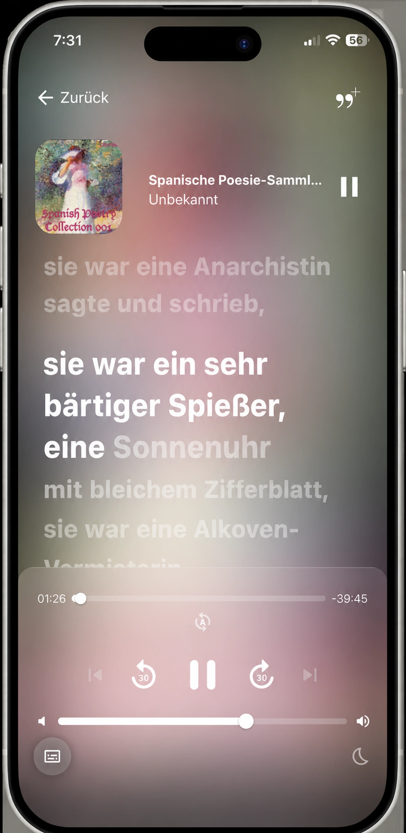 HushBook liest bei einer spanischen Gedichtsammlung mit