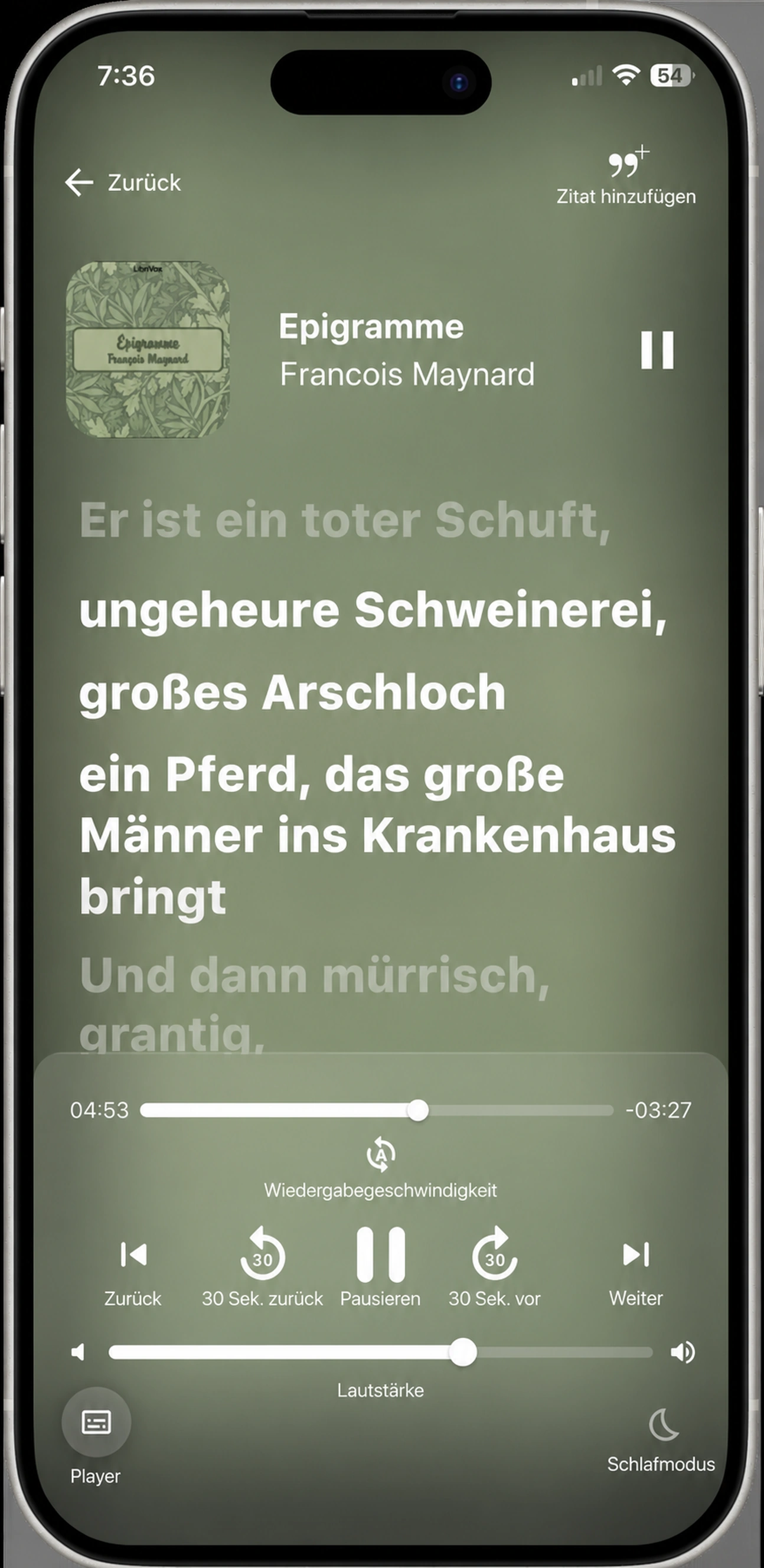 HushBook liest bei Épigramme von François Maynard auf Französisch mit