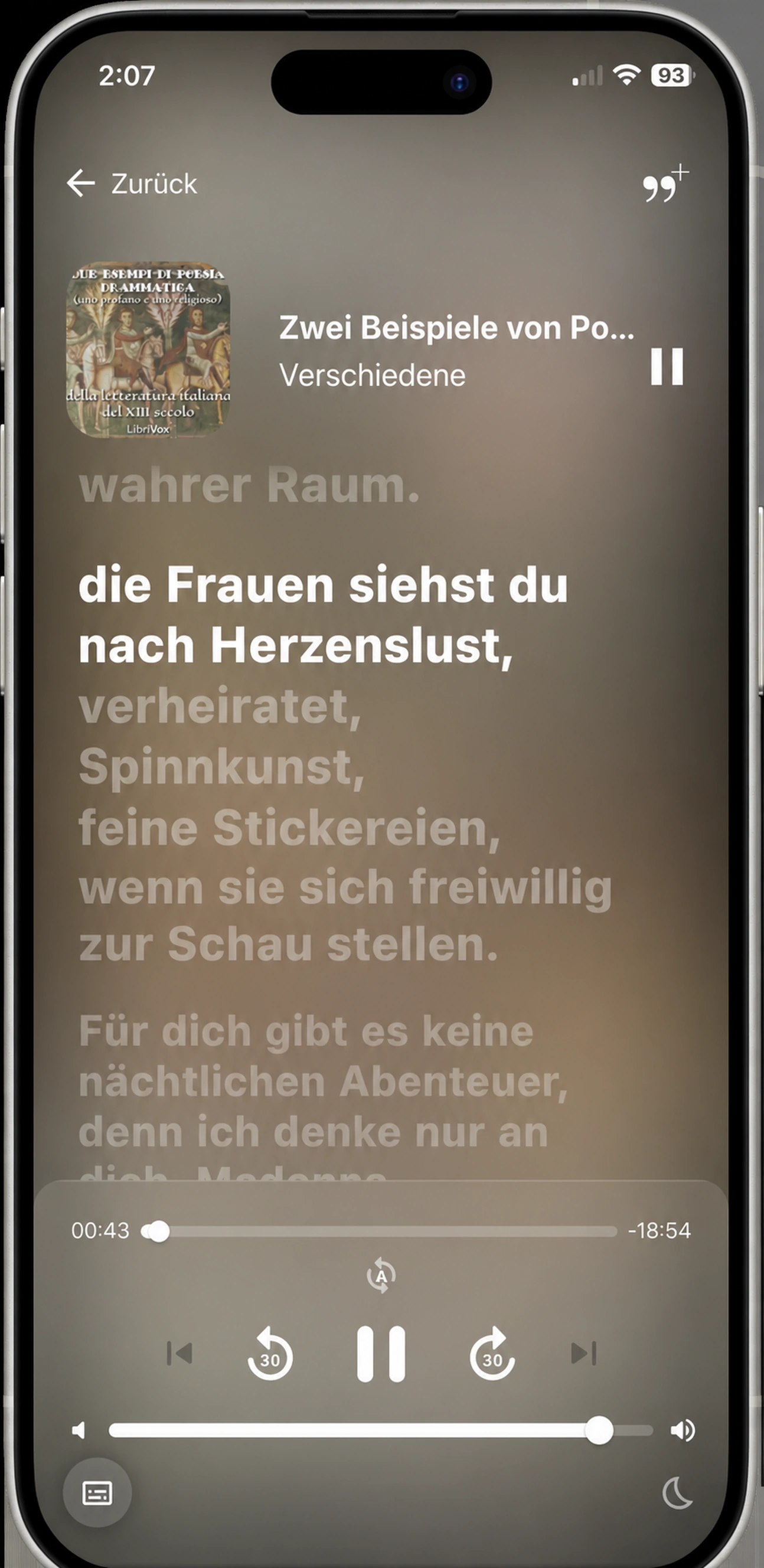 HushBook liest bei einem italienischen Gedichtband mit