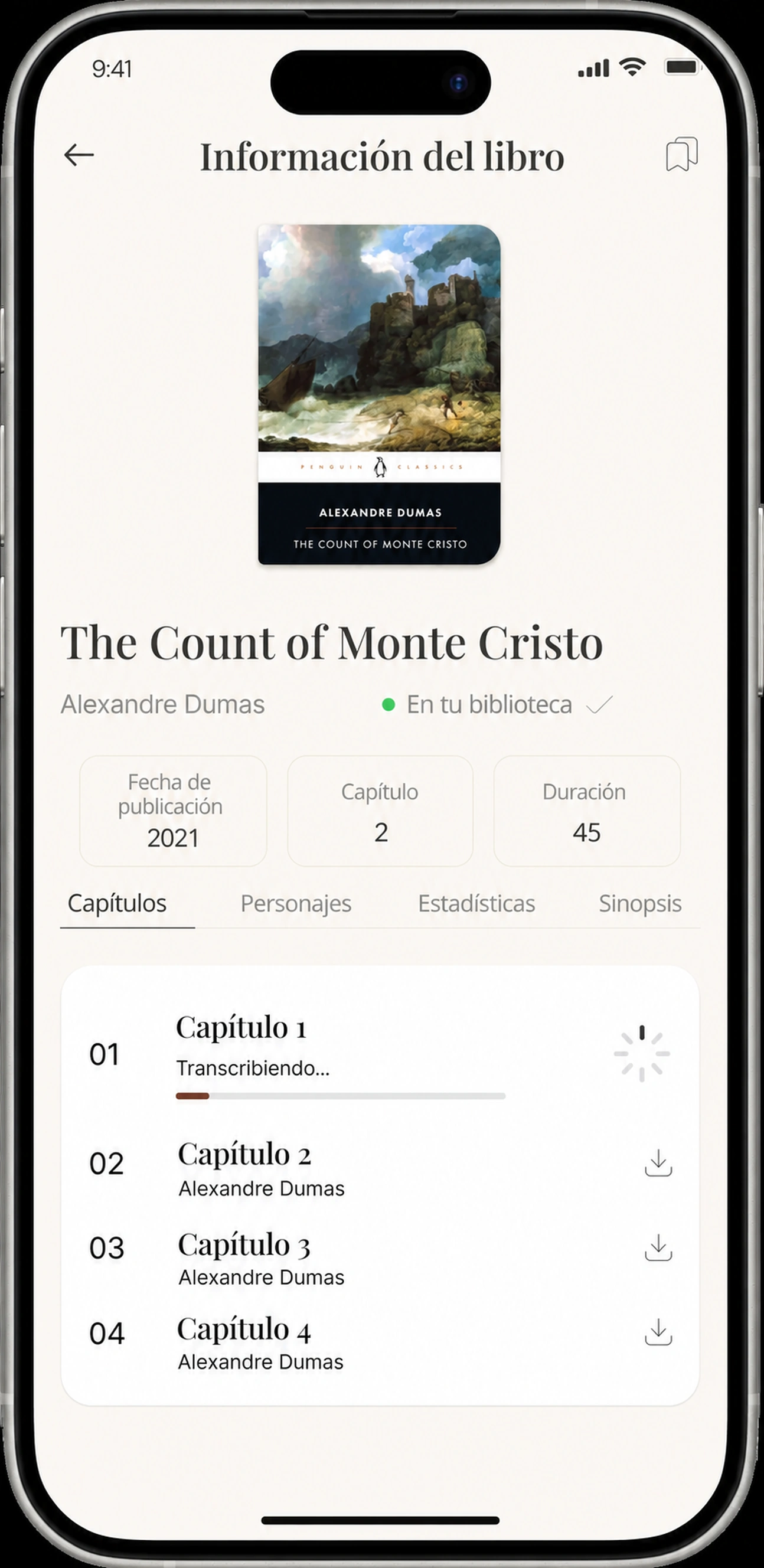 Capítulo uno transcribiendo con una barra de progreso