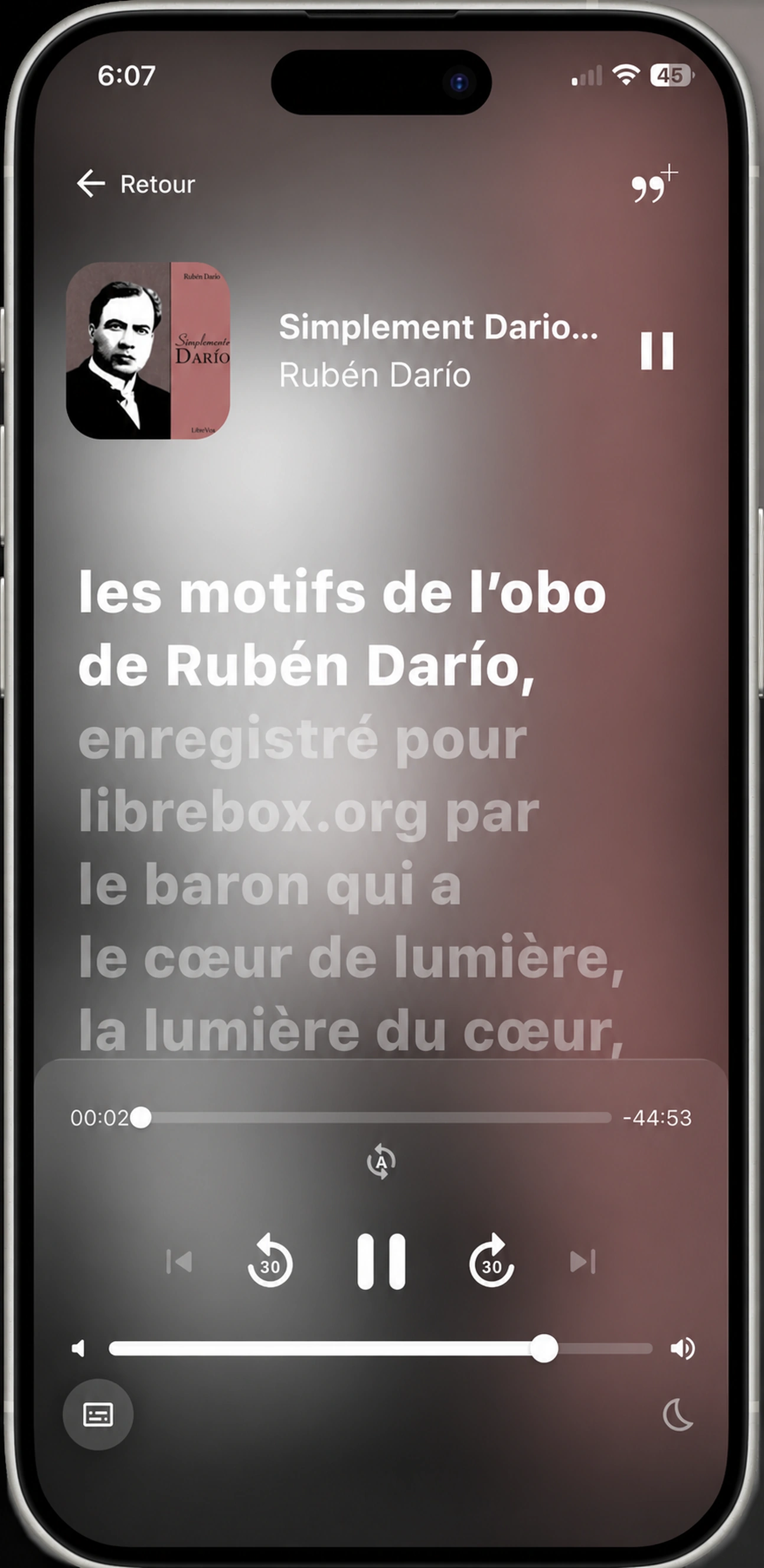 HushBook lit en même temps Los Motivos del Lobo de Rubén Darío en espagnol