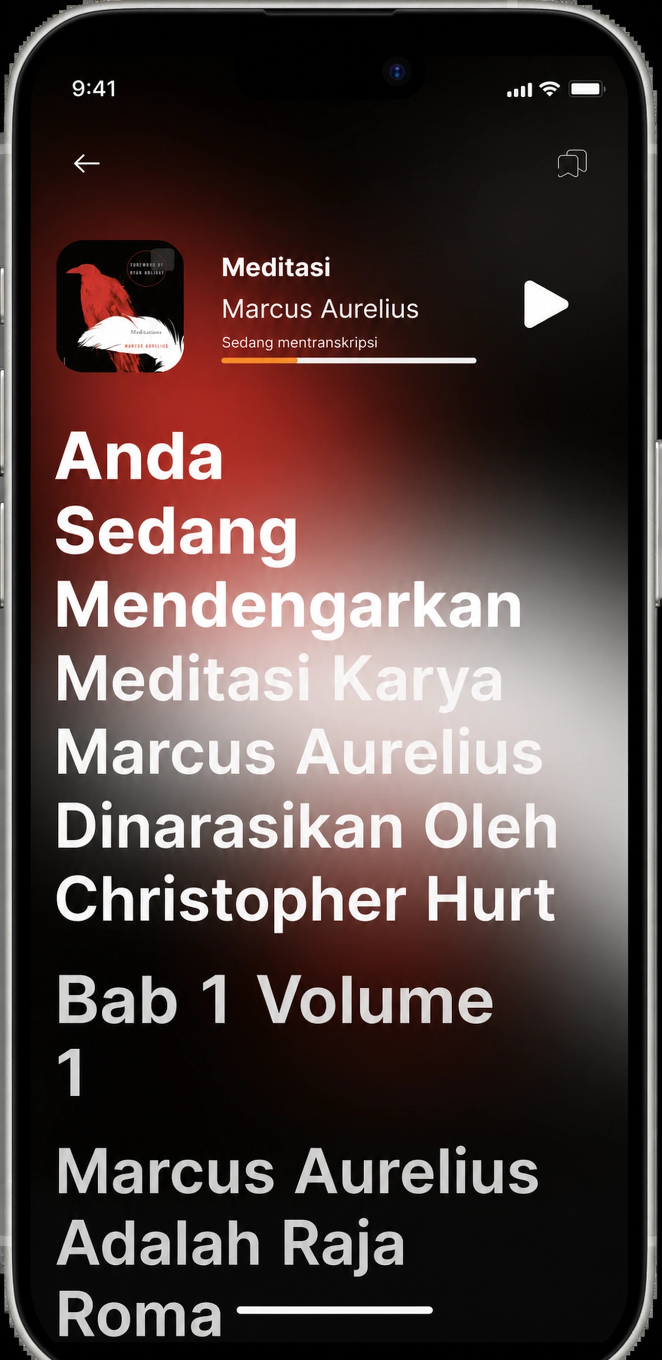 HushBook mentranscribe Meditations into live word- level karaoke