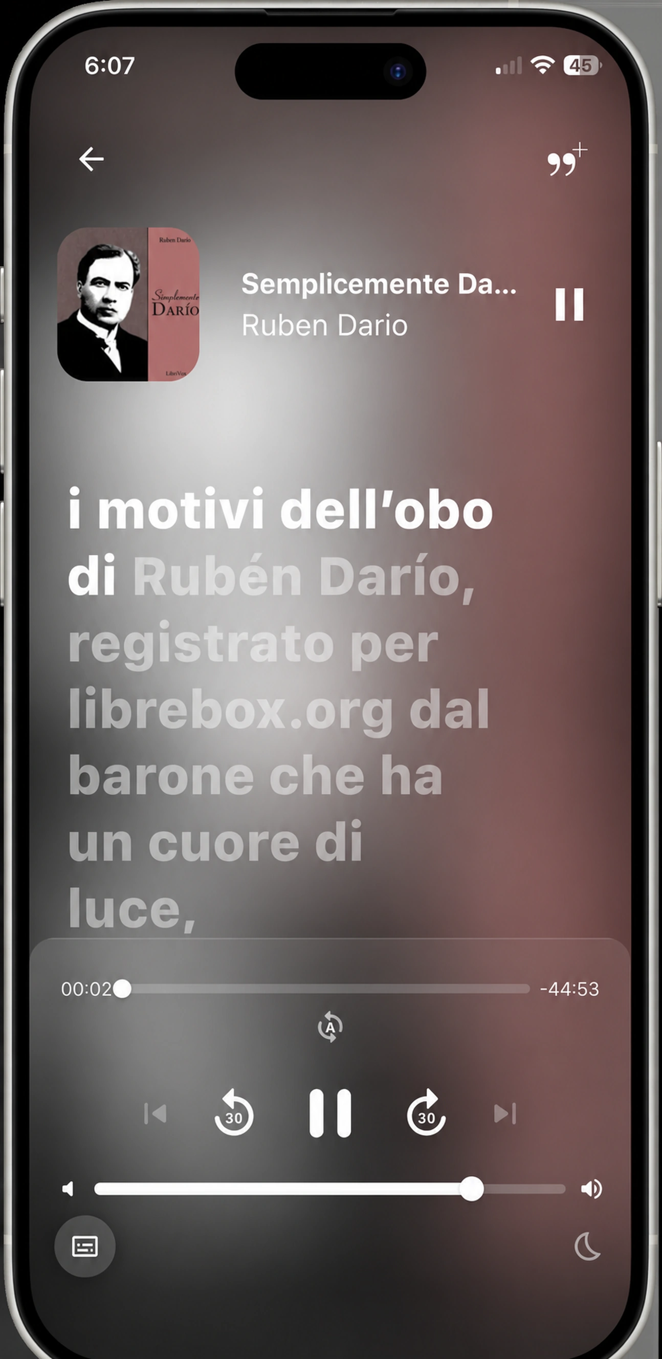 HushBook in lettura per Los Motivos del Lobo di Rubén Darío in spagnolo