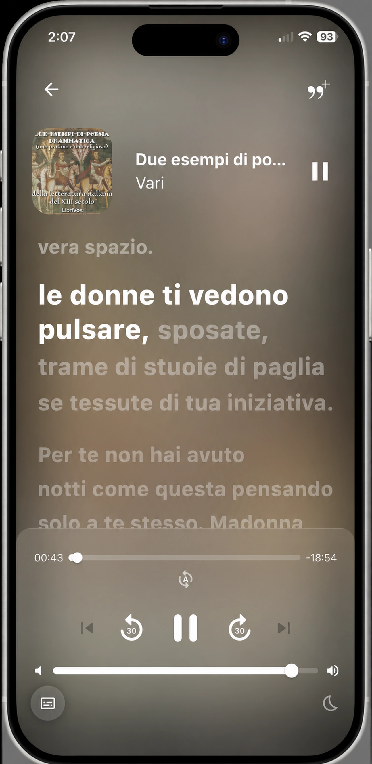 HushBook lettura lungo un libro di poesia italiano