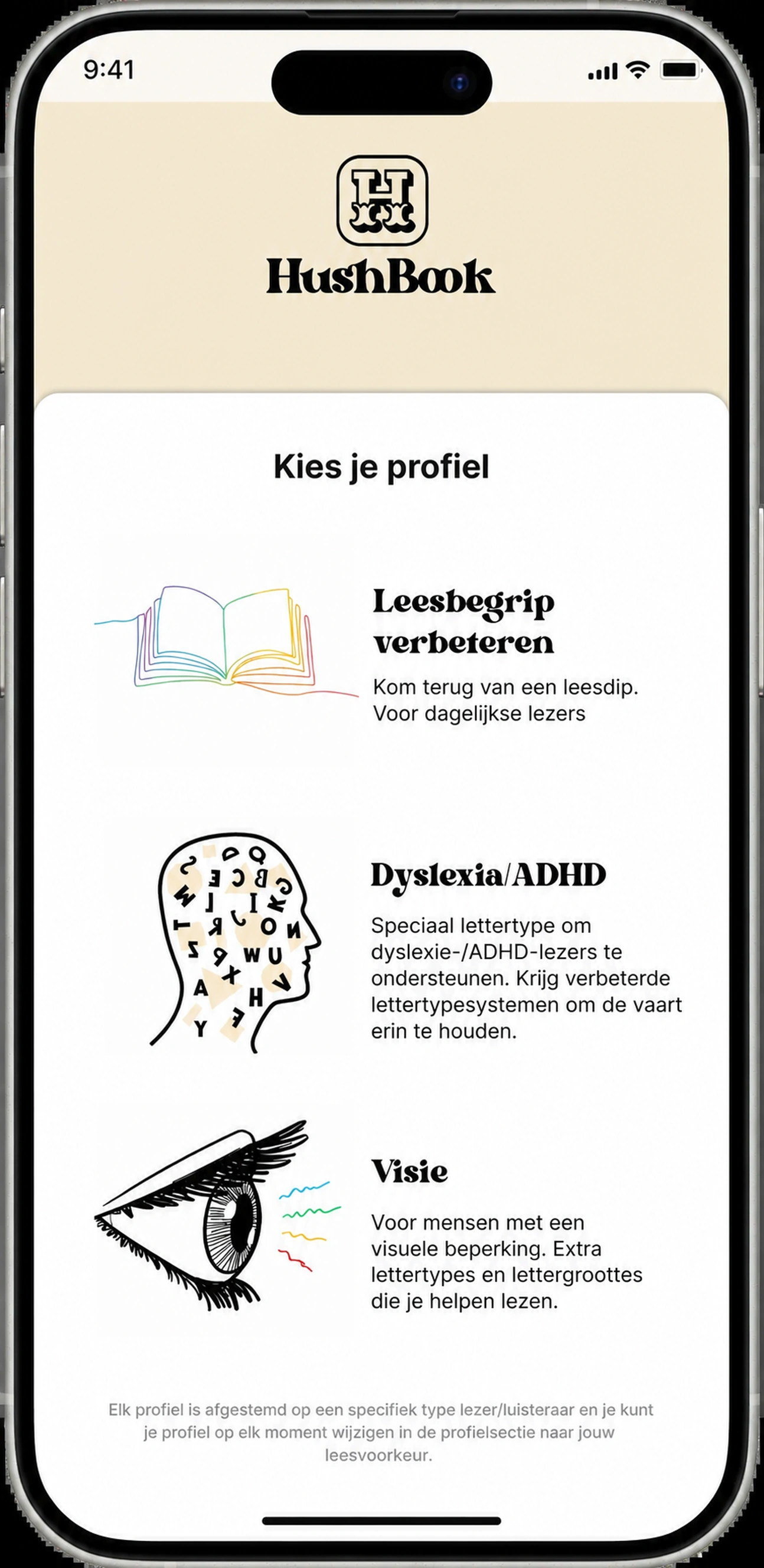 Kies uw leesprofiel: Begrijpen, Dyslexie/ADHD, of Vision