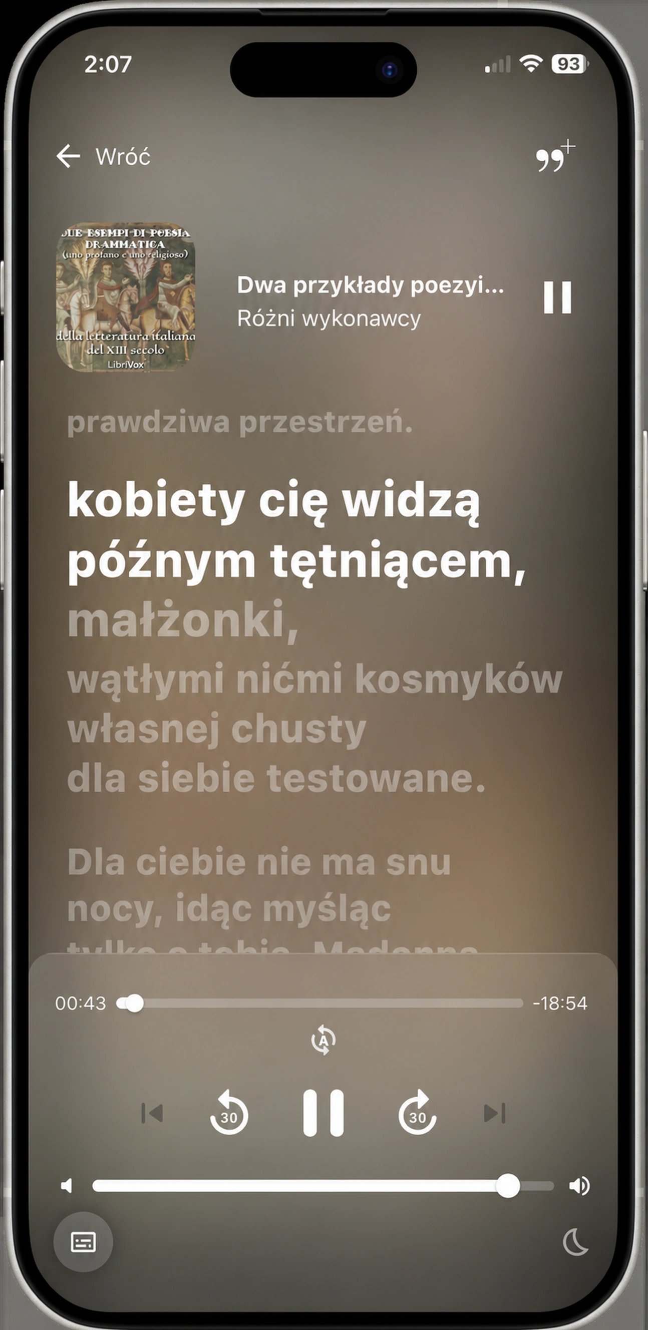 Hushbook czytanie wraz z włoskiej książki poezji
