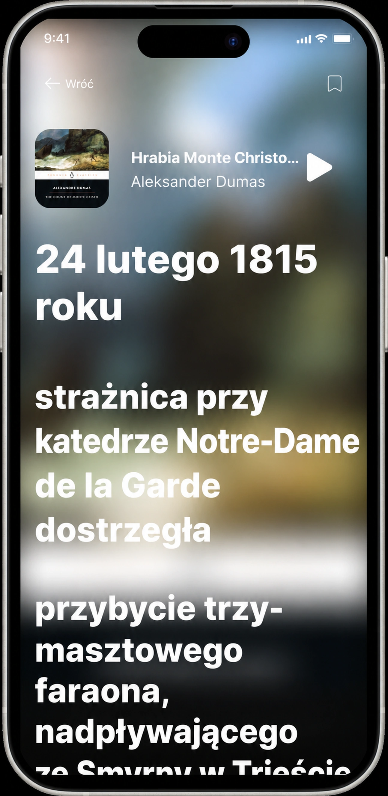 Czytanie wraz z hrabią Monte Cristo - każde słowo podkreślone w synchronizacji z narracją