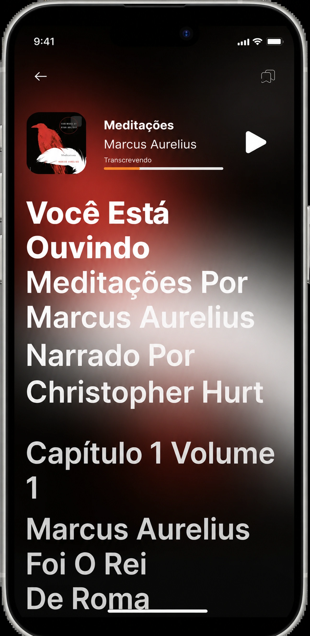 HushBook transcrevendo Meditações em karaoke de nível de palavra ao vivo