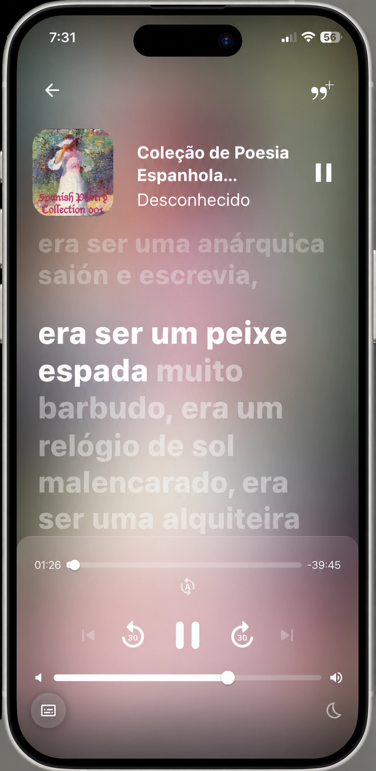 HushBook lendo para uma coleção de poesia espanhola
