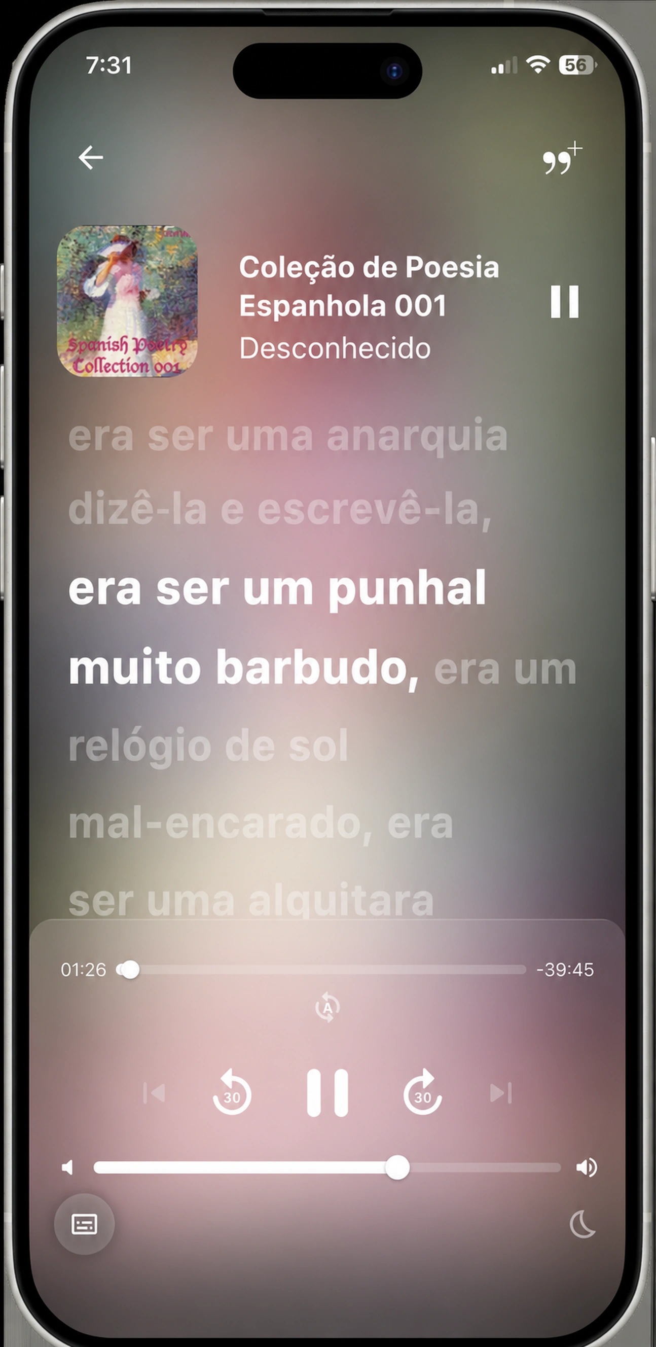 HushBook lendo para uma coleção de poesia espanhola