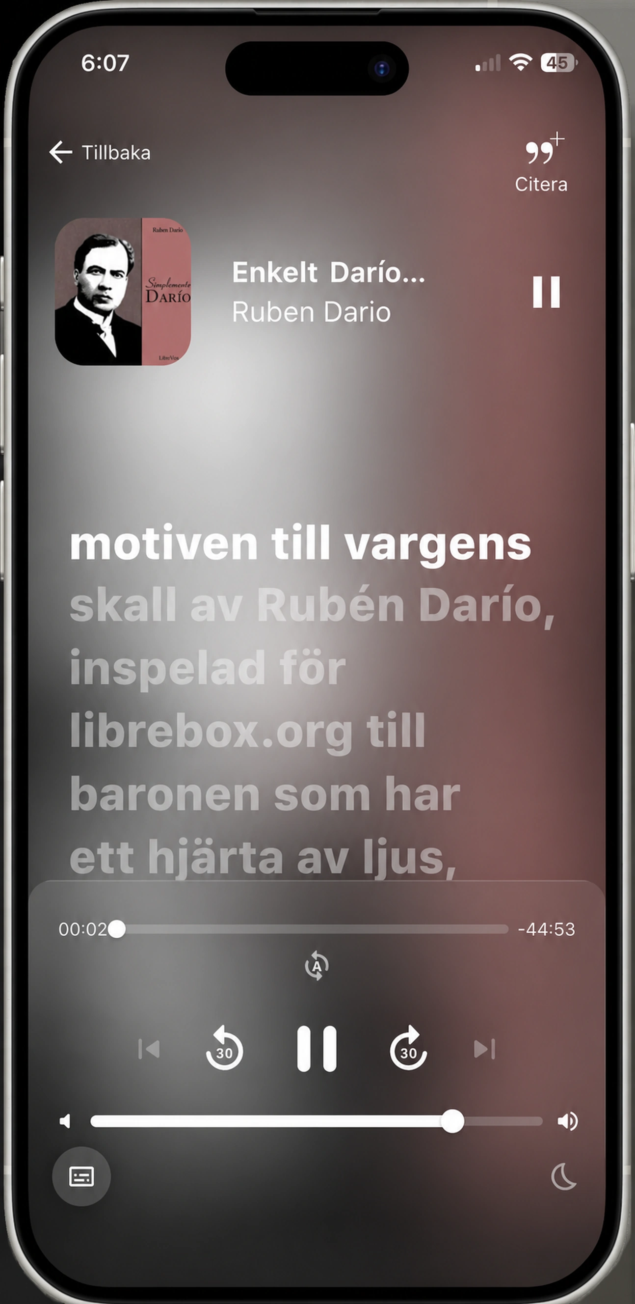 HushBook läser vidare till Los Motivos del Lobo av Rubén Darío på spanska