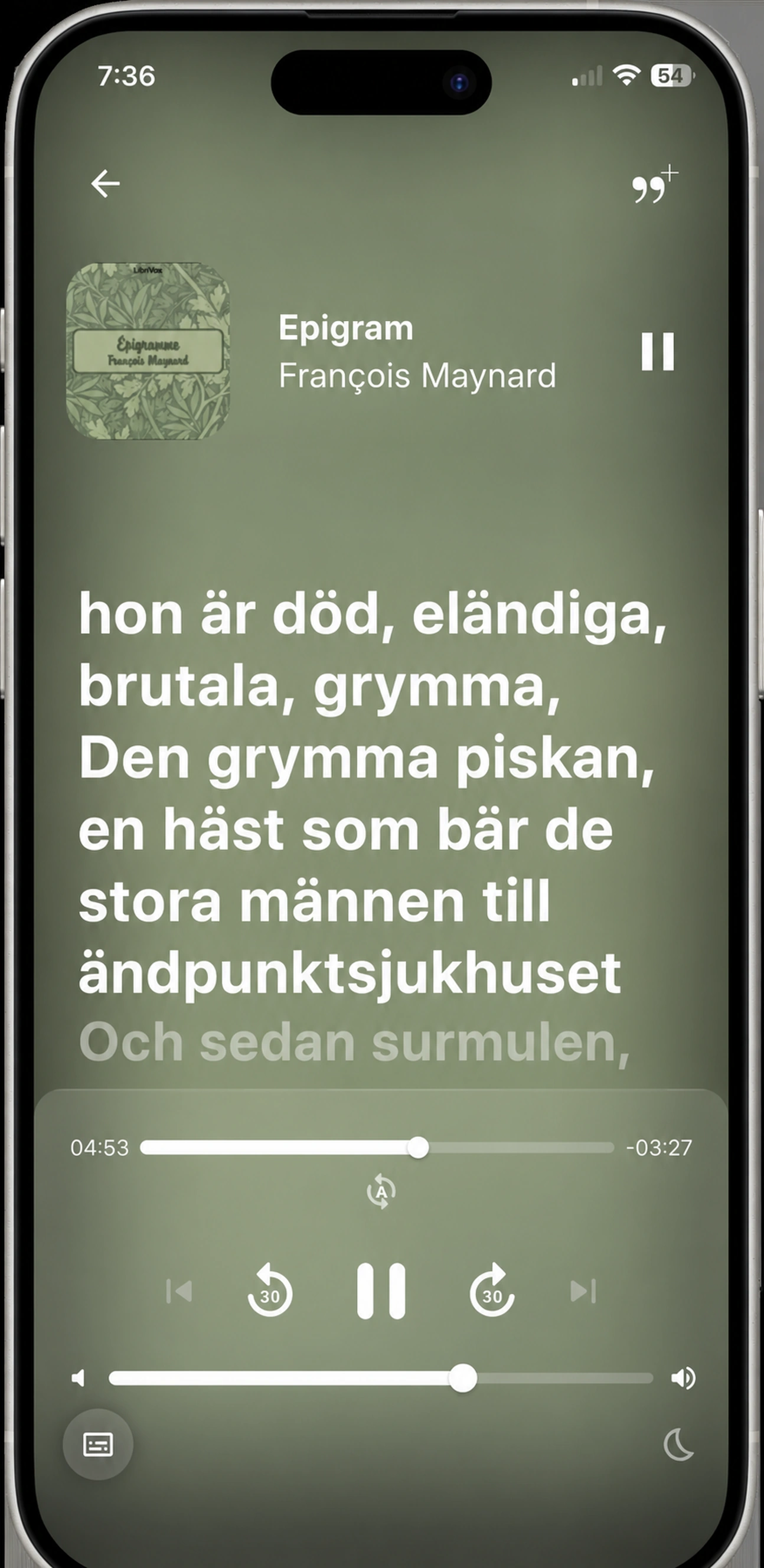 HushBook läser vidare till Épigramme av François Maynard på franska