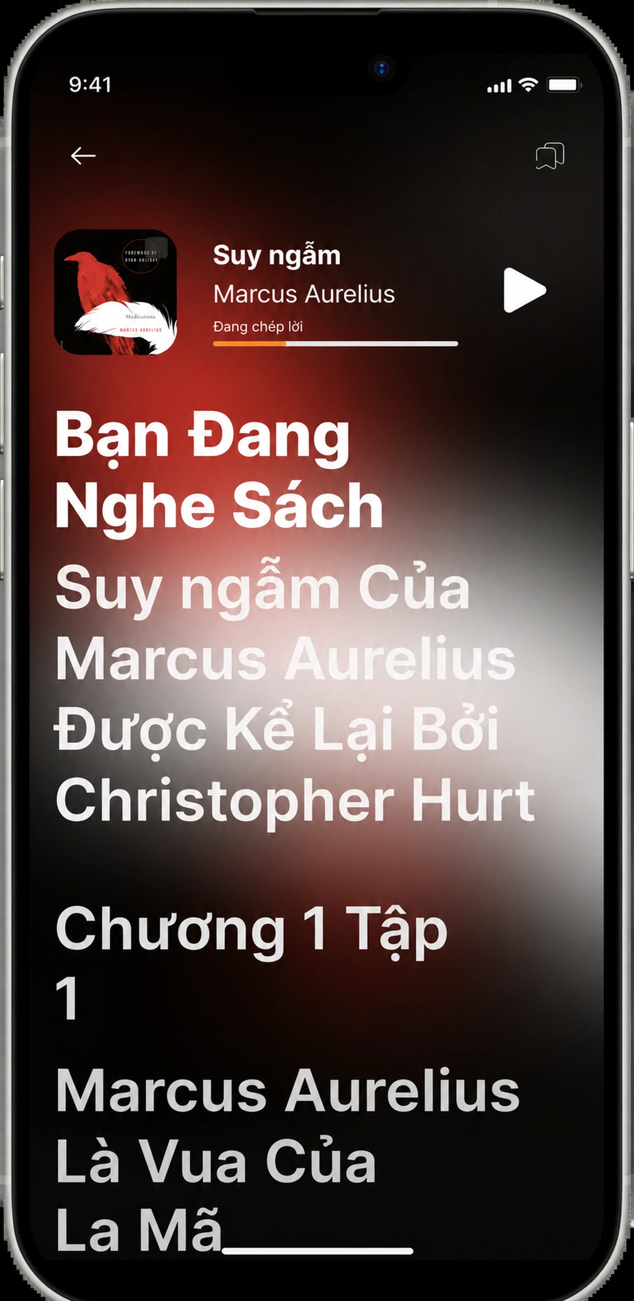 HushBook transcribing Meditations into live word-level karaoke