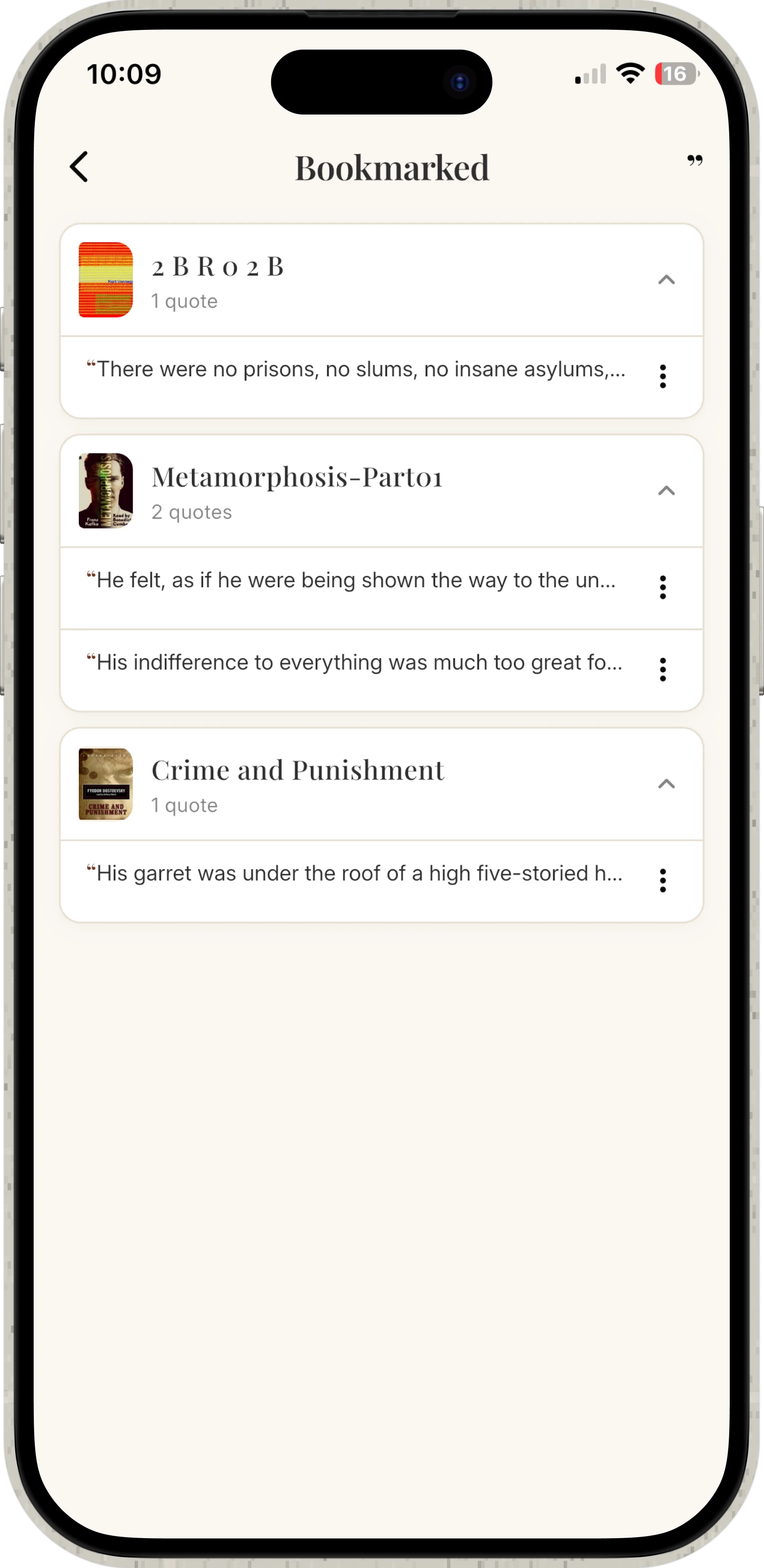 All saved quotes in HushBook, collected by book